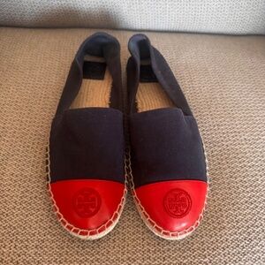 Tory Burch Navy & Red Cap Toe Colorblock Espadrilles 8